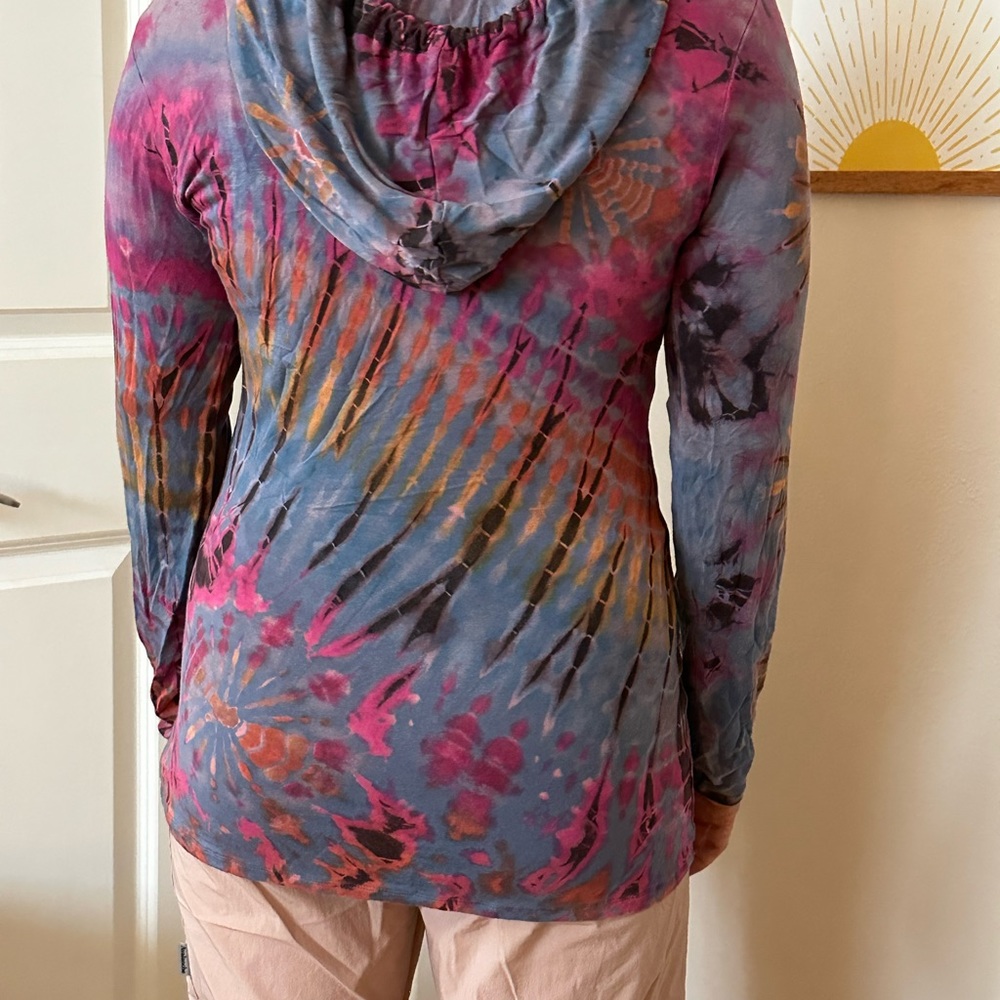 Hippie Tie Dye Hooded Tunic - Picture 2 of 4